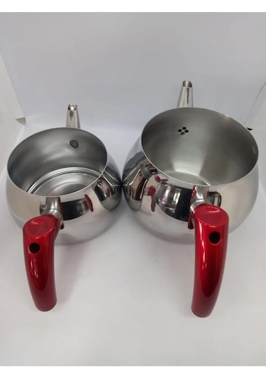 Kapris Küre Paslanmaz Çelik Kendinden Süzgeçli Aile Boy Çaydanlık Çelik