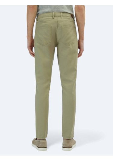 Açık Yeşil Düz Dokuma Regular Fit Casual Pamuk Karışımlı Pantolon Açık Yeşil
