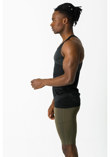 Maraton Active Ekstra Slim Erkek Atlet Yaka Kolsuz Training Siyah Atlet 824011-Siyah
