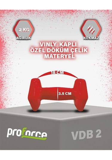 Vdb Dışı Vinil Kaplı Içi Çelik Döküm Ağırlık Dambıl 2 Kg -tek Ade