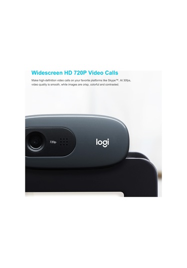 Jeemson Logitech C270 Usb Webcam - 720p/30fps Hd Video, Gürültü Azaltıcı Mikrofon, Otomatik Işık Düzeltme, Evrensel Klem, Siyah