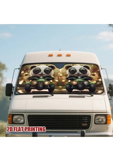 Chuangyinshop 1 Adet Panda Motosikletli Araba Güneşlik 130x70cm Uv Koruma Tüm Araçlar İçin