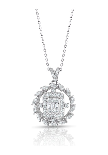 0.60 Ct. Modern Tasarım Baget Kare Tektaş Kolye