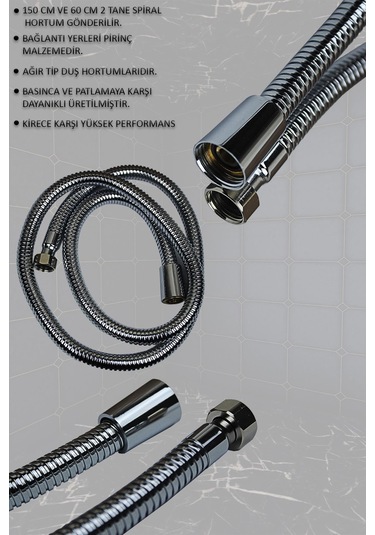 Siyah Krom Robot Duş Seti Tepe Yağmurlama Duş Seti Duş Başlığı Duş Hortum Robot Duş Seti Duş Başlığı Siyah - Krom