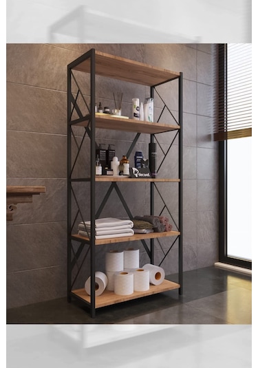 Morpanya Moni Metal Banyo Rafı Ünite 5 Raflı Banyo Düzenleyici Raf Havlu Rafı Havluluk 150 Cm