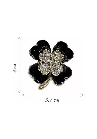 Best Price 34 Taşlı Şık Kısa Yonca Çiçeği Broş 178626468 Siyah