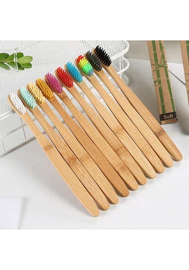 Suntek 10x Ahşap Diş Fırçası Yumuşak Kıllar Temizlik Için