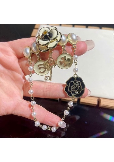 İnci Sarkan Zincir Broş,zarif Yaka İğneleri,kadınlar İçin Vintage Mücevher Hediyesi Çok Renkli