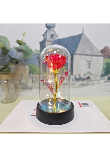 Led Işık Folyo Çiçek Yapay Gül Çiçekler Gece Lambası Sevgililer Günü Hediyesi A3 Polonya A Çok Renkli