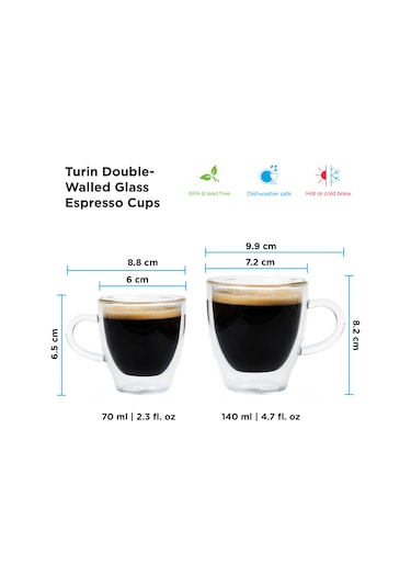 Grosche Turin Çift Cidarlı Espresso Bardağı 2 X 70 ML