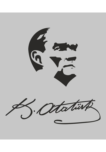 Atatürk Ve Imza Dekoratif Duvar Sticker. (38X38 Cm)