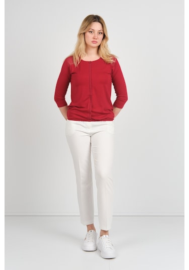 Sistas Kadın Omuz Ve Kolları Tül Detaylı Beli Lastikli Truvakar Kol Bluz 23321 Bordo Bordo