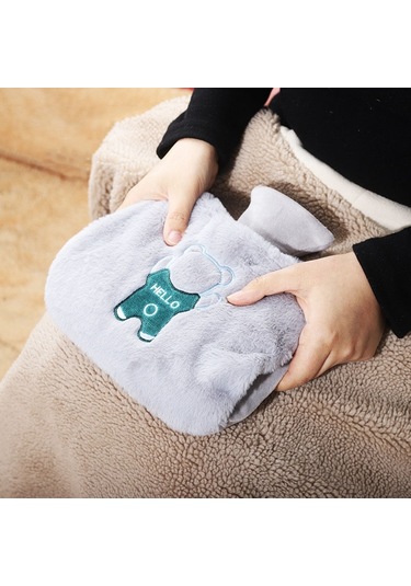 0688 Pvc Peluş El Takılabilir Su Dolu Sıcak Su Torbaları Gri