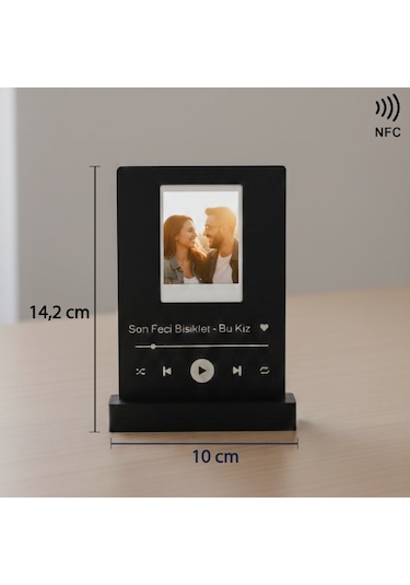 Nfc Akıllı Barkodlu "en Sevdiğimiz Şarkı" Tasarımlı 3d Baskı Masaüstü Biblo 14,2x10 Cm