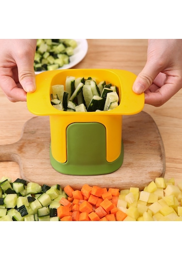 Hombey Ev Mutfak Çok Amaçlı Sebze Kesici: Patatesi Dilimleyici, Salatalık Kesici, El Basma Hızlı Kesim Aleti Sarı Sarı