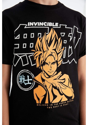 DeFacto Erkek Çocuk Bisiklet Yaka Baskılı Kısa Kollu Tişört A0449A824HSBK81