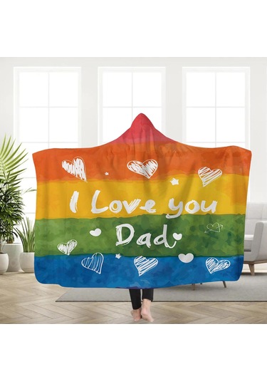 Homyl Kapüşonlu Battaniye Giyilebilir Şal Yatakhane Uyuklama Baba 130x150cm Çok Renkli