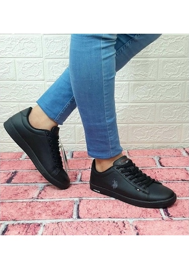 U.S.Polo Franco Siyah Düz Tabanlı Sneaker Bayan Erkek Spor Ayakka