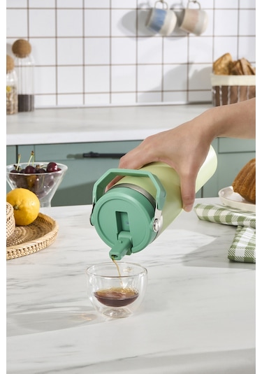 Emsan Star Ice Pipetli Çelik Sızdırmaz Termos Mint 900 Ml Yeşil