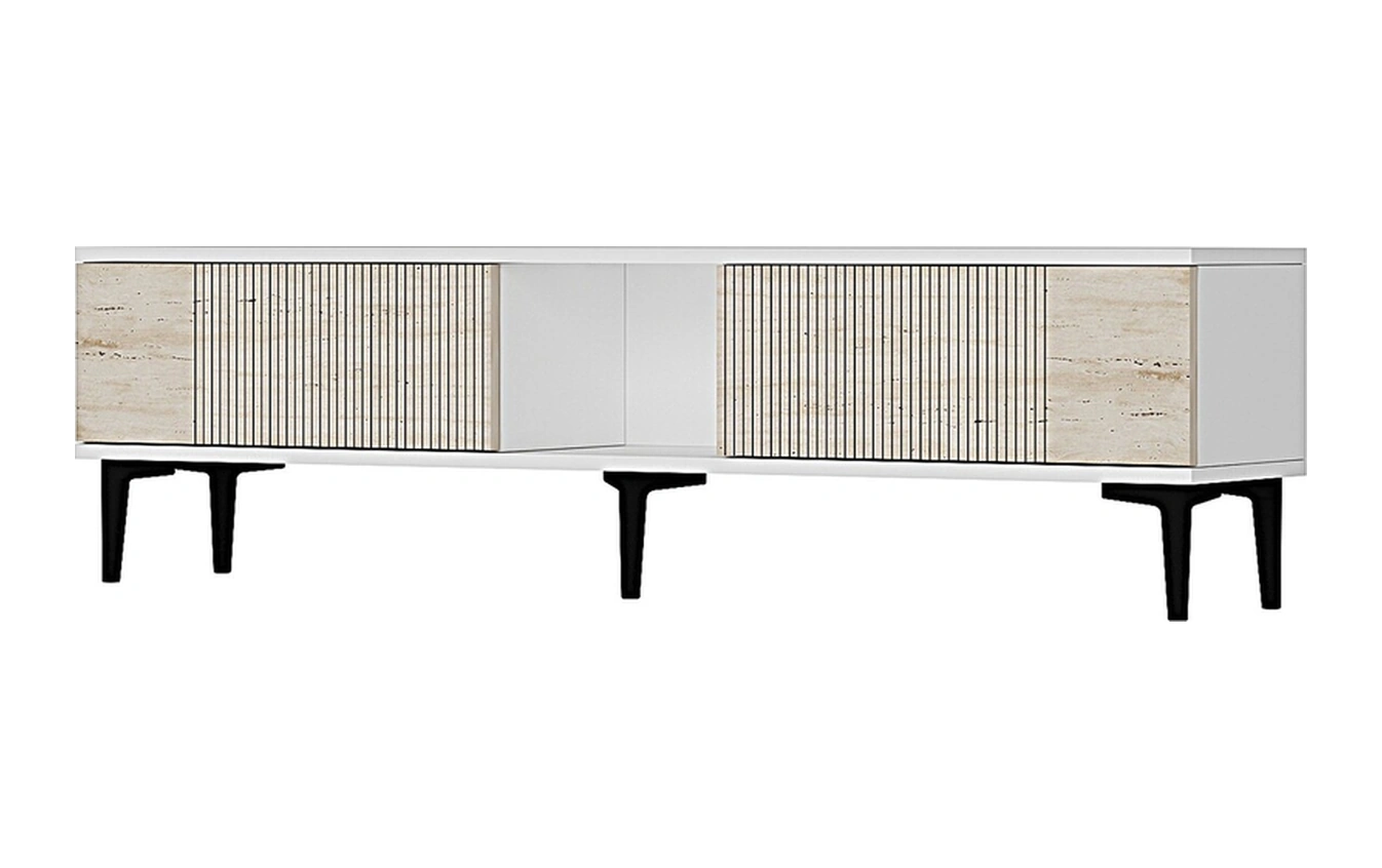 Tsa1502bt - Corsatv150 Tv Stand, Tv Sehpası Beyaz-traverten Kapak 150cm Beyaz