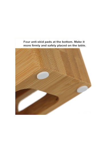 Wezone Bambu Telefon Ve Saat Tutucu, Şarj Ve Tutma Fonksiyonu, Kaymaz Altlı, Ahşap Rengi, 14cm Bambu Telefon Desteği