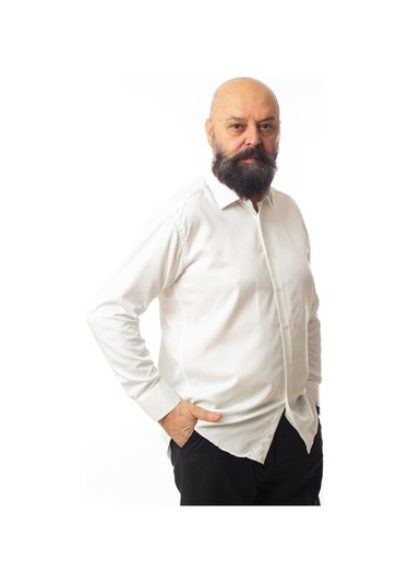 Krem Ekstra Büyük Yaka 4 Drop Rahat Kesim Micro Kumaş Kol Düğmeli Regular Fit Erkek Gömlek - 189-10-dc24w 001