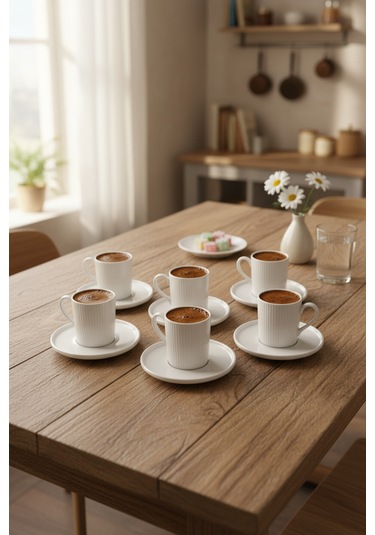 Bernardo Cello 6 Kişilik Fincan Takımı Altın Beyaz - Altın