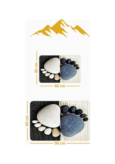 Yıkanabilir Kaymaz Tabanlı Modern Desenli 2'li Banyo Paspas Takımı Bps0035 Renkli