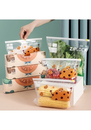 Rogfer Orta 20 Adet / Kutu Ev Gıda Sızdırmazlık Saklama Çantası Buzdolabı Fermuar Taze Cep Çok Renkli
