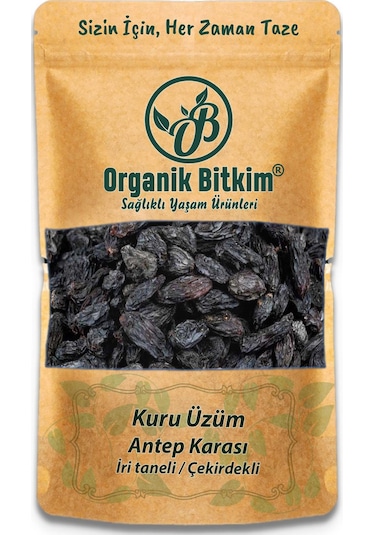 Organik Bitkim Antep Karası Üzüm Kurusu İri Boy Çekirdekli 1000 G