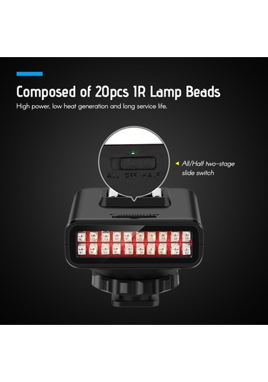 Ordro Ln-3 Stüdyo Usb Şarj Edilebilir Kızılötesi Ir Led Işık Siyah Siyah