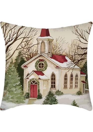Cartoon Hand-painted Style Christmas Decorative Pillow No.35 Ekru