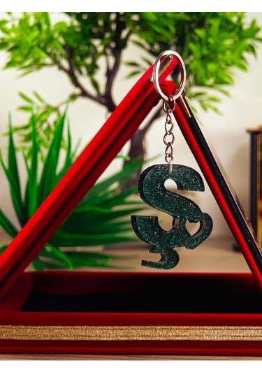 Harfli Anahtarlık Epoksi Kişiye Özel Yapım El Yapımı Harf Anahtarlık Kalp Model Özel Tasarım Hediyelik Ürün Kalp Desenli Simli Anahtarlık Beyaz - Turuncu