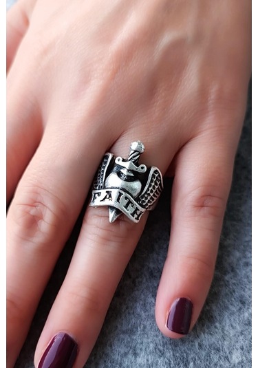 Kılıc Kanat Şekilli Gümüş Kaplama Ayarlanabilir Unisex Yüzük El Y - 553484958 Çok Renkli