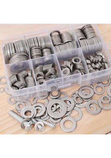 Dancemonkey Paslanmaz Çelik Vida Pul Seti - 180 Parça M2-m10 Contalı Kullanışlı