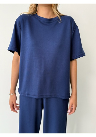Kadın Modal Kısa Kolu Soft Touch Spor Takım Lacivert