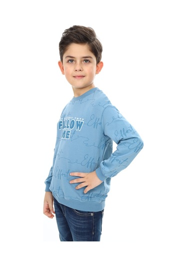Toontoy Erkek Çocuk Follow Me Baskılı Sweatshirt Mavi