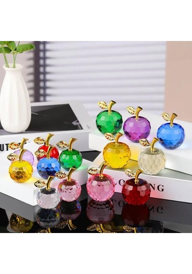 Moveevo Kırmızı Kristal Elma, 5 Cm, Minimalist Ev Dekorasyonu, Hediye İçin Uygun Nikah, Doğum Günü, Noel