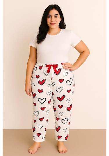 Kadın Büyük Beden Desenli Milan Tek Alt Ekru Ekru