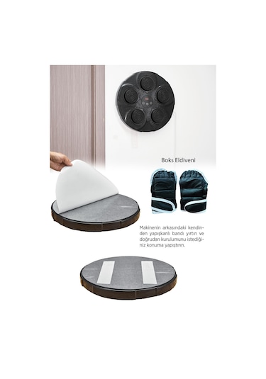 Ritimli Kum Torbası Boks Makinesi -akıllı Boks Egzersiz Aleti - Müzikli Boks Hedefi Siyah