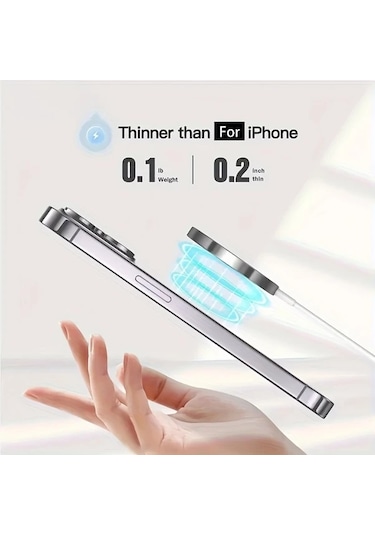 Motion003 Bir Gümüş Manyetik Kablosuz Şarj Cihazı Hituny İphone 16/15/14/13/12 Uyumlu Alü