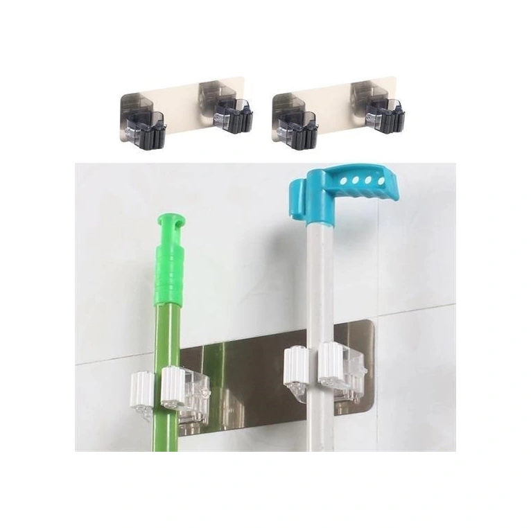 Pratik Organizer 4lü Yapışkanlı Fırça Paspas Mop Fırça Sabitleyici Ergonomik Alet Aparatı Çok Renkli