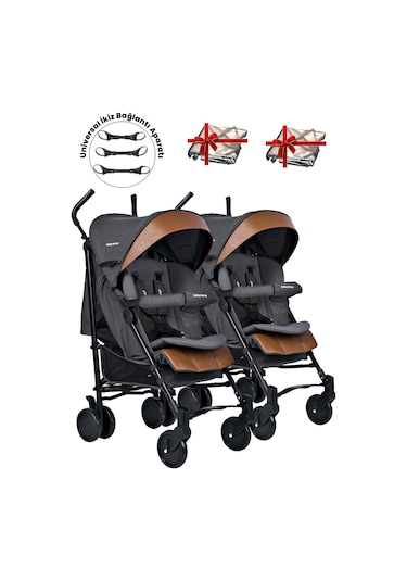Baby Home 107 Ayrılıp Birleşebilen Baston İkiz Bebek Arabası