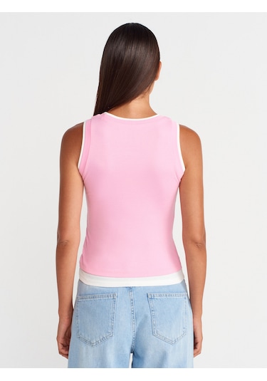 Dilvin 21086 Çift Görünümlü Kolsuz Top-pembe Pembe