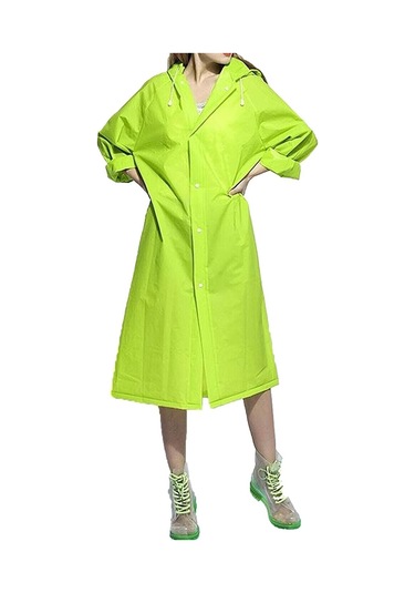 Unisex Kadın Ve Erkek Yağmurluk %100 Eva Çıtçıtlı Kapüşonlu Yeşil