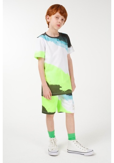 Brz Kids Baskılı Erkek Çocuk Kısa Kollu T-Shirt Beyaz