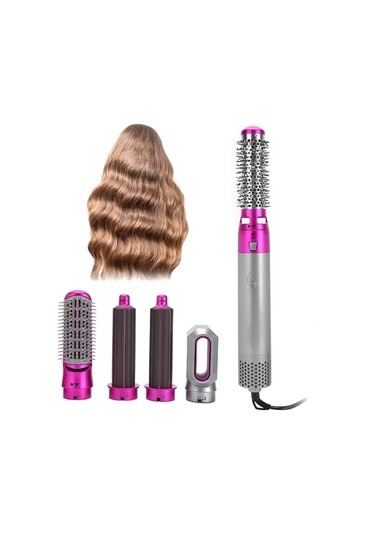 Sones 5'i 1 Arada Sıcak Hava Tarak Otomatik Düzleştirme Çift Amaçlı Saç Kurutma Makinesi Gümüş+gül Kırmızısı Ab Fişi