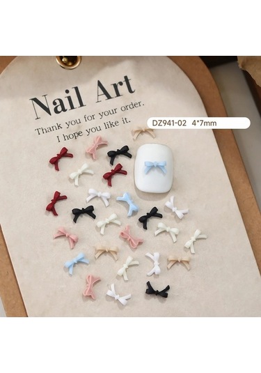 Flybuy Sevimli Yay Tırnak Charm 20 Adet Renkli Minik Yaylar Tırnak Sanatı Dz941-02