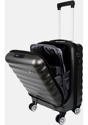 Vegmann Wave Laptop Bölmeli Siyah Kabin Boy Valiz Siyah