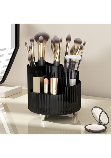 Cbtx Makyaj Organizatör Saklama Tepsisi Abs+pet Tuvalet Masası Kozmetik Raf Vitrin - Siyah / Döner Raf